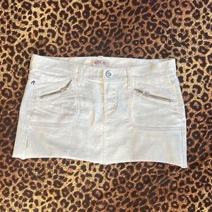 Y2K white leather mini skirt